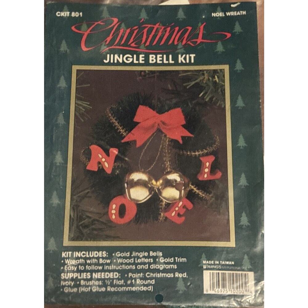 Christmas Jingle Bell Kit NOEL WREATH Craft Bells Ribbon‎ Red Green NEW Xmas